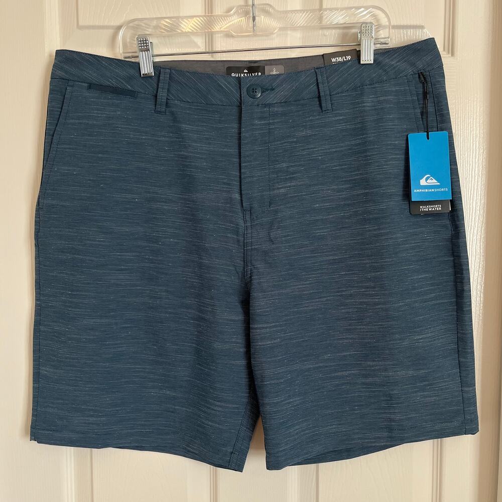 NWT Quiksilver Men's 38x19 Reg Fit Union Slub Amphibian/Hybrid Board Shorts